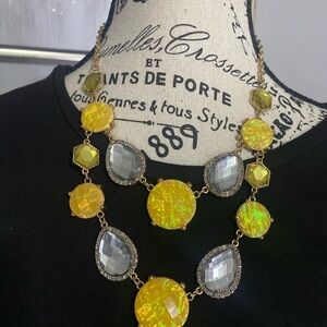 Gold-Tone Yellow Statement Necklace & Earrings - Designer Style